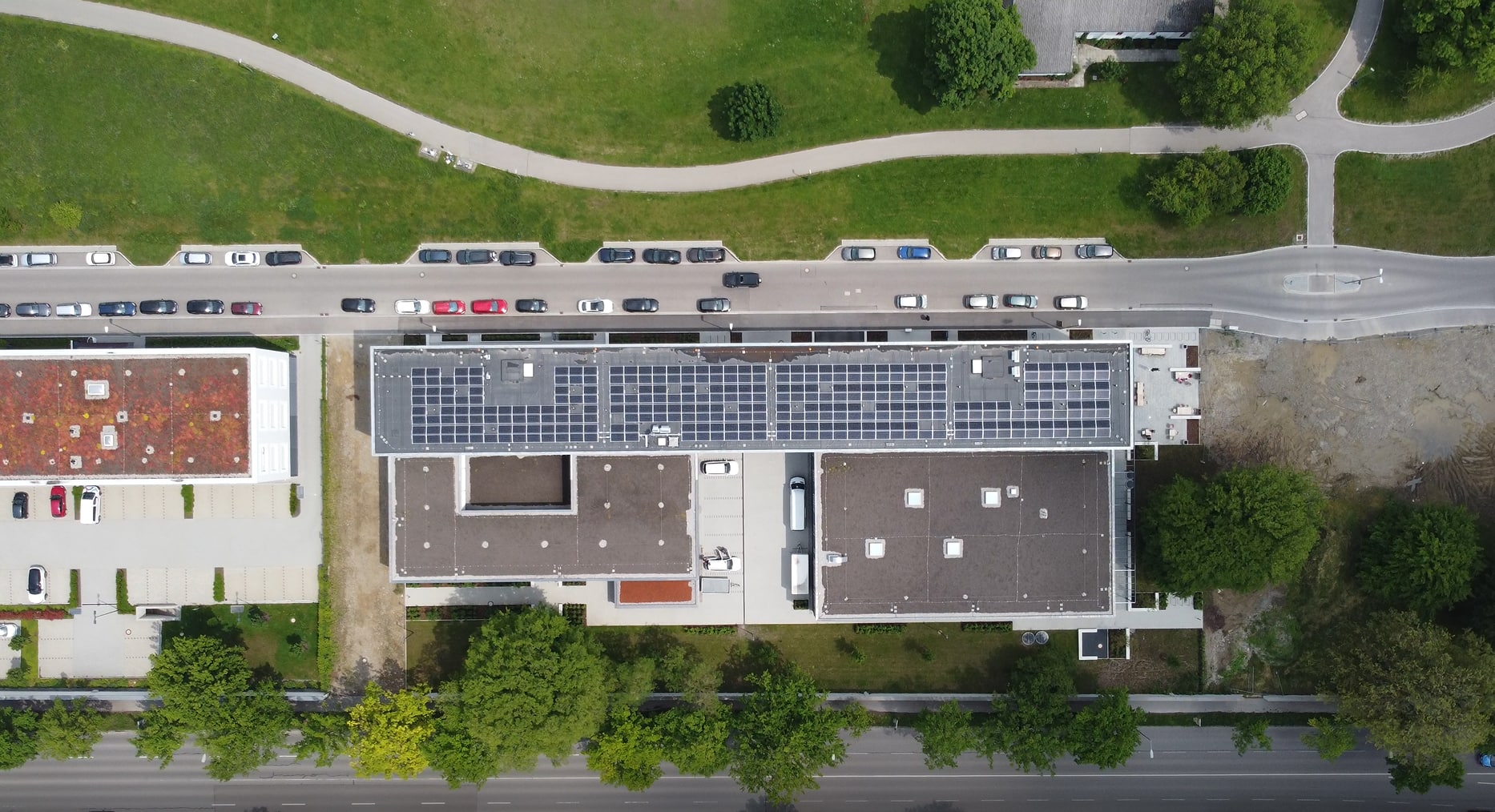 Westhouse von oben mit Photovoltaik